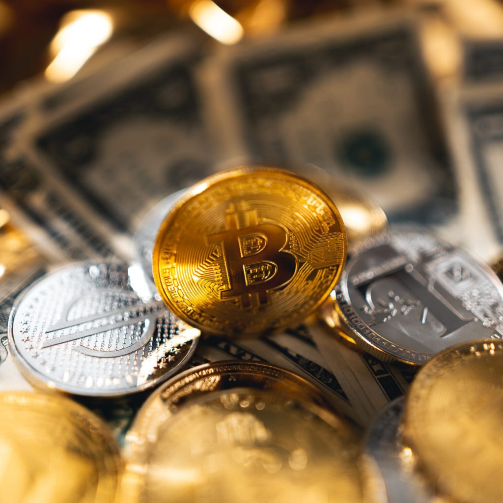 Cryptocurrency golden bitcoin image for crypto currency